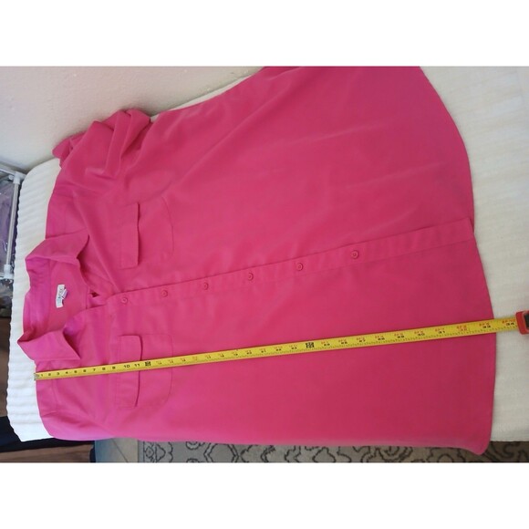 D.&Co Womens Blouse Tunic Pink roll-tab sleeve button shirt pockets 3X Office - Picture 9 of 16